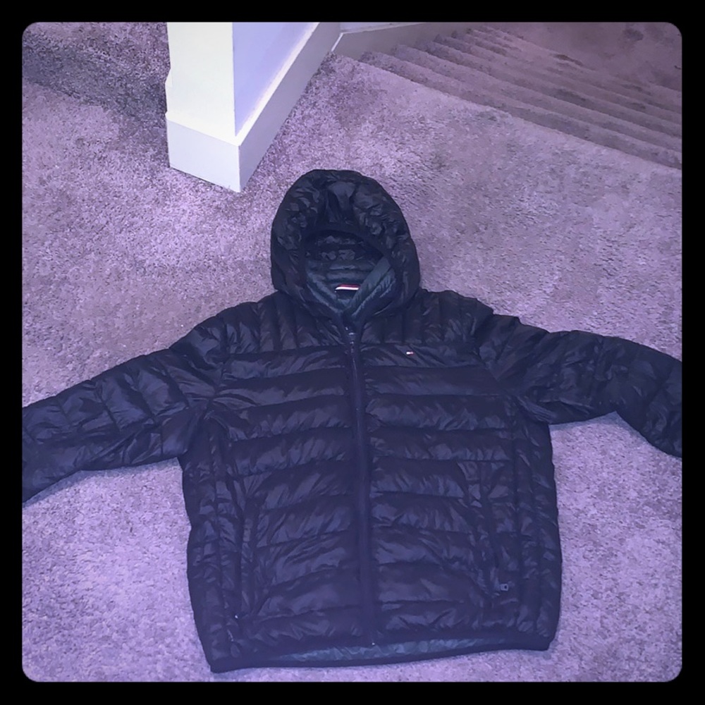 Black Tommy Hilfiger down jacket
